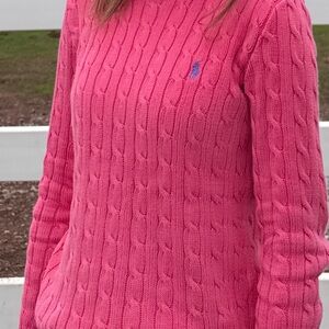 Ralph Lauren Vibrant Pink Cable Knit Sweater